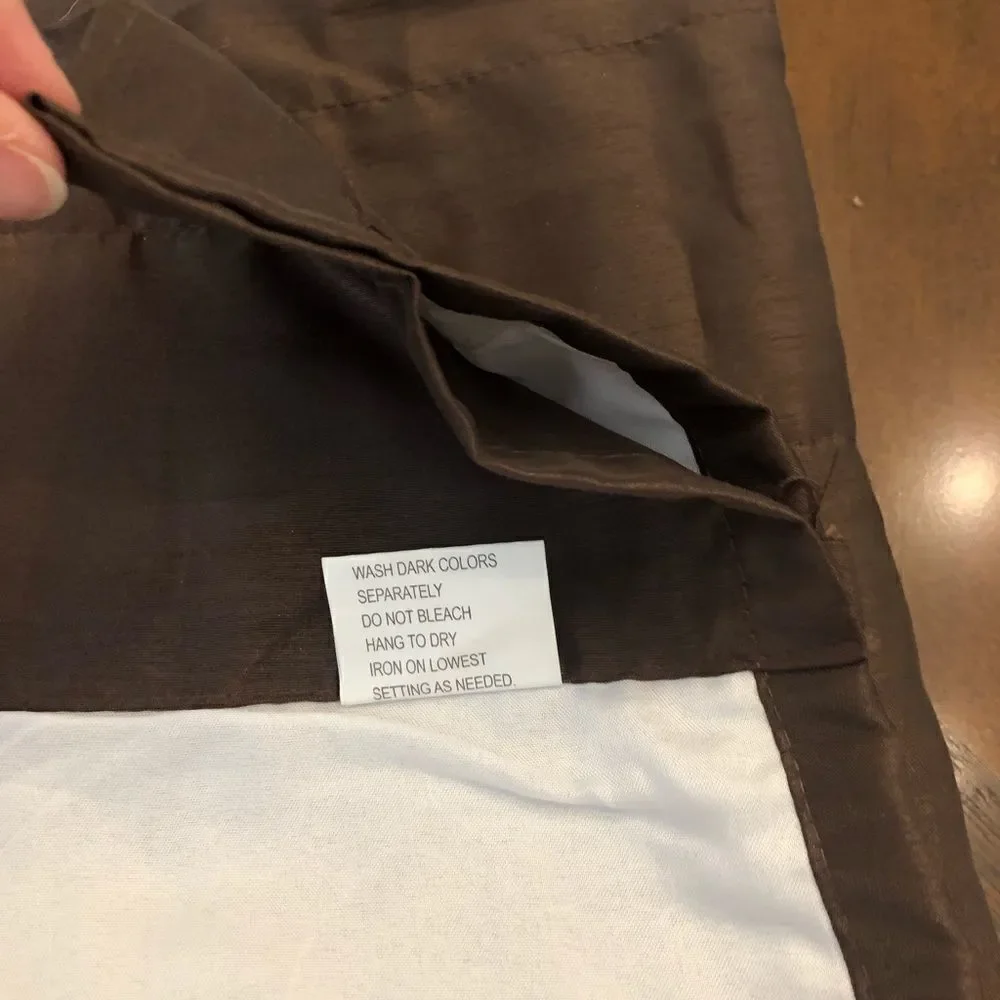 Faux Silk Brown Lined Curtain Panel